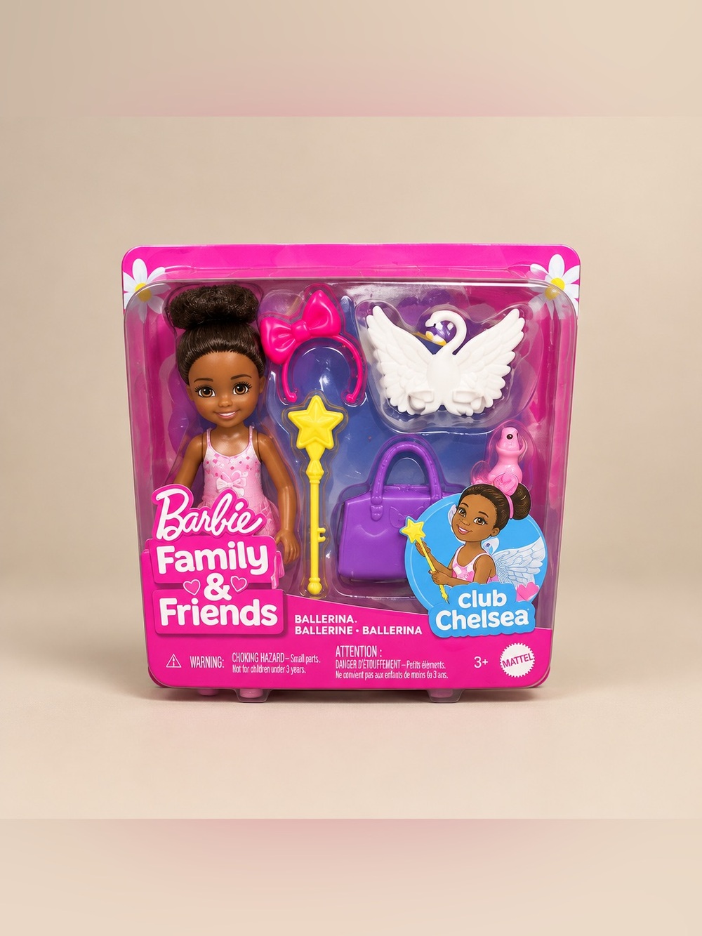 Barbie Club Chelsea Ballerina playset, featuring a brunette Black Chelsea doll.